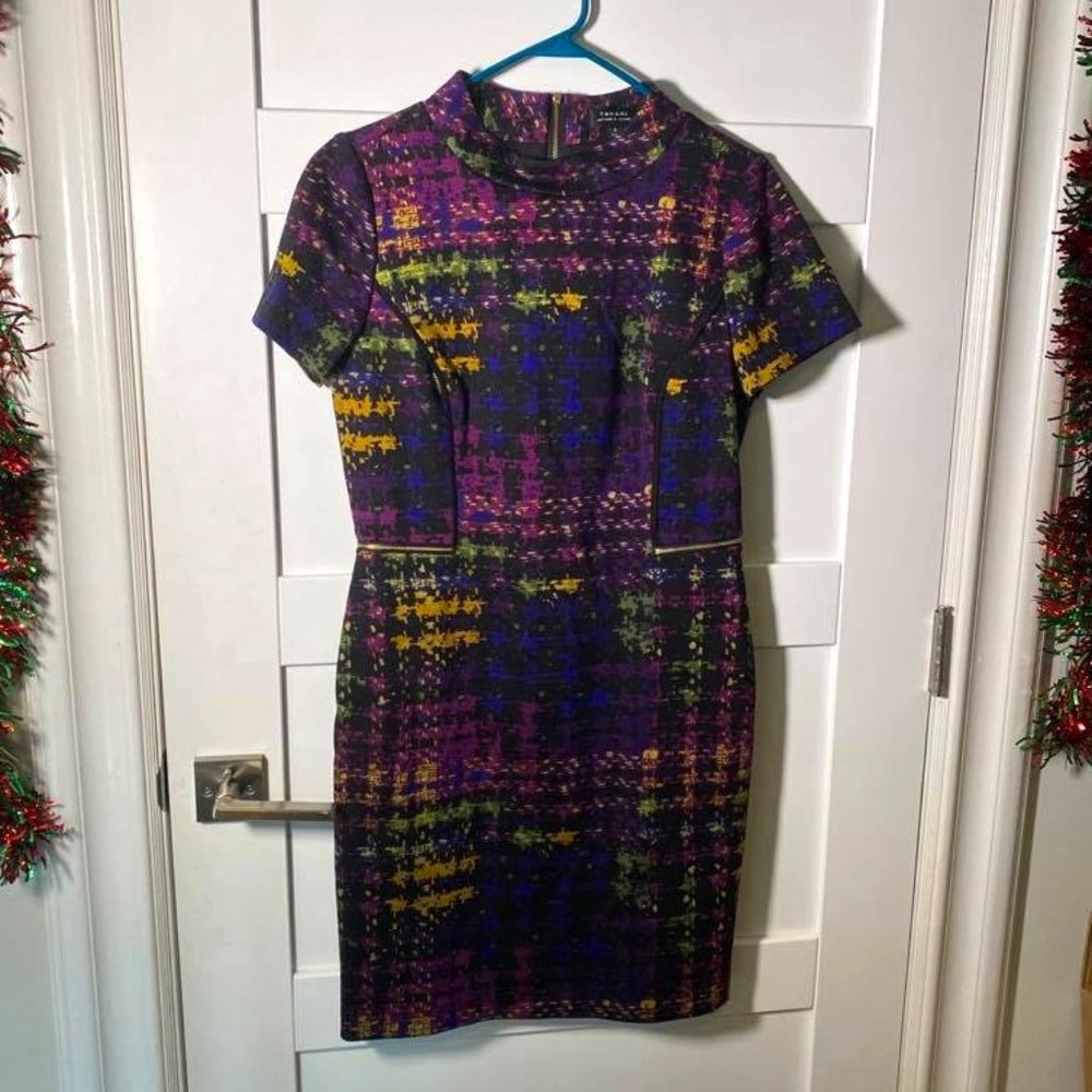 NWT Black Printed Dress by Tahari A.S. Levine